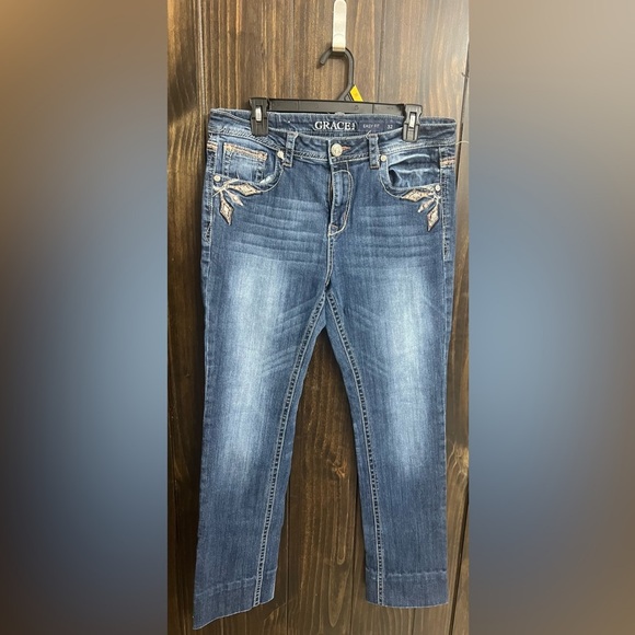 Grace in LA Women's Embroidered Embellished Boho Jeans Size 32 - Picture 12 of 12
